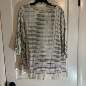 J. Jill Striped Blouse - Black and Cream